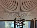 listeloft med pendel smukt integreret i listeloft i douglas, pendel Catellani & Smith Gold Moon Chandelier